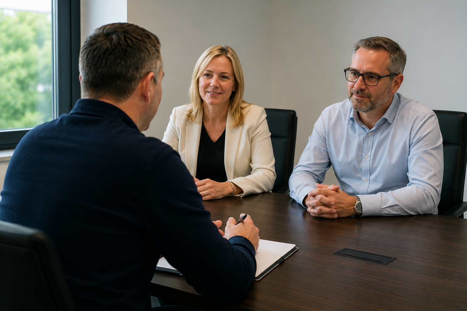 David Heath French providing professional ad hoc HR advice during a business meeting with clients.